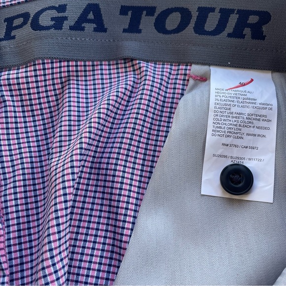 PGA TOUR Stretch/Elastica Golf Shorts in Size 40 Blue & Pink Square Pattern NWT - Picture 5 of 13